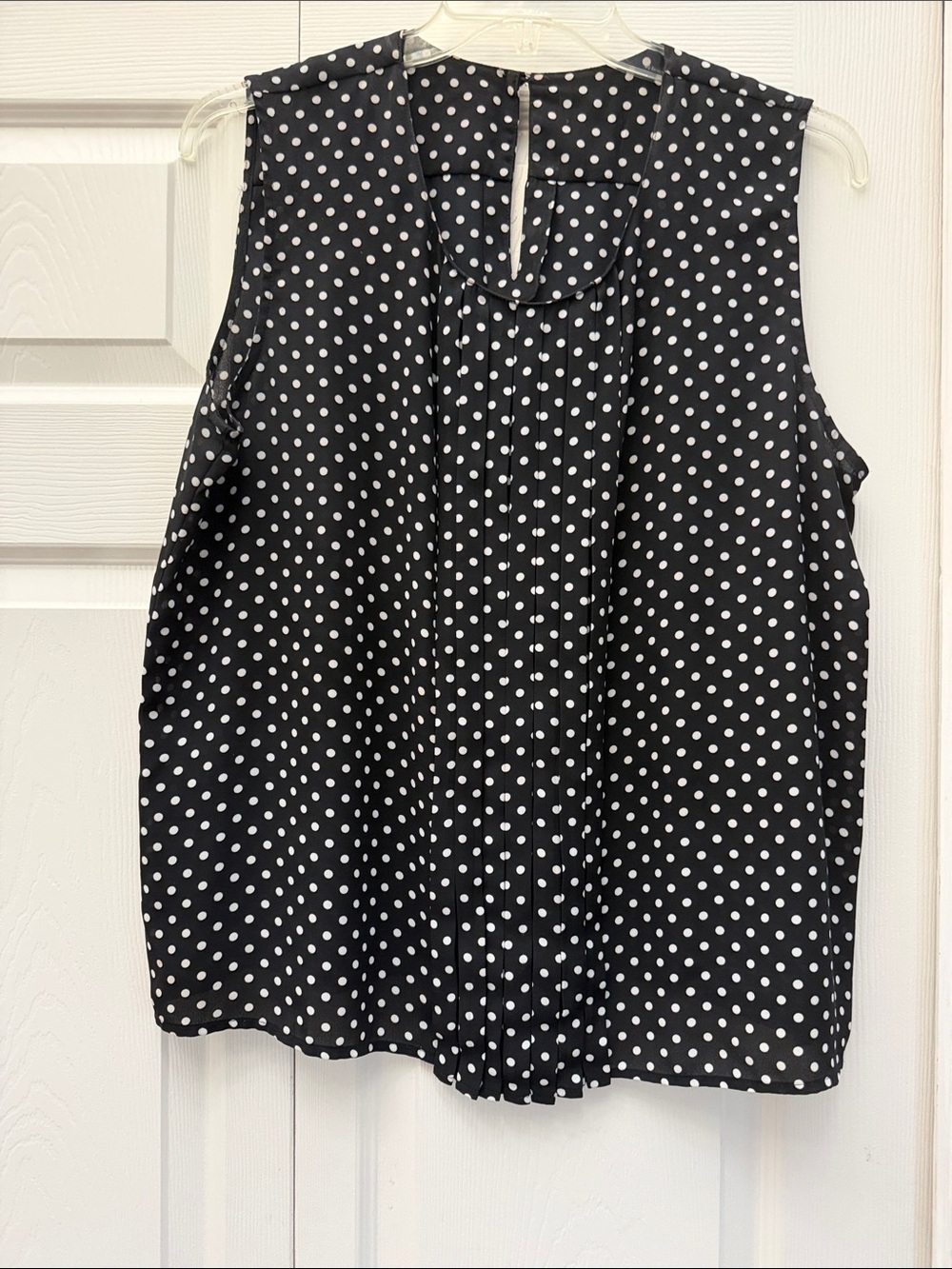 Polka Dot Sleeveless Blouse- Black/White - Classic Women's Top